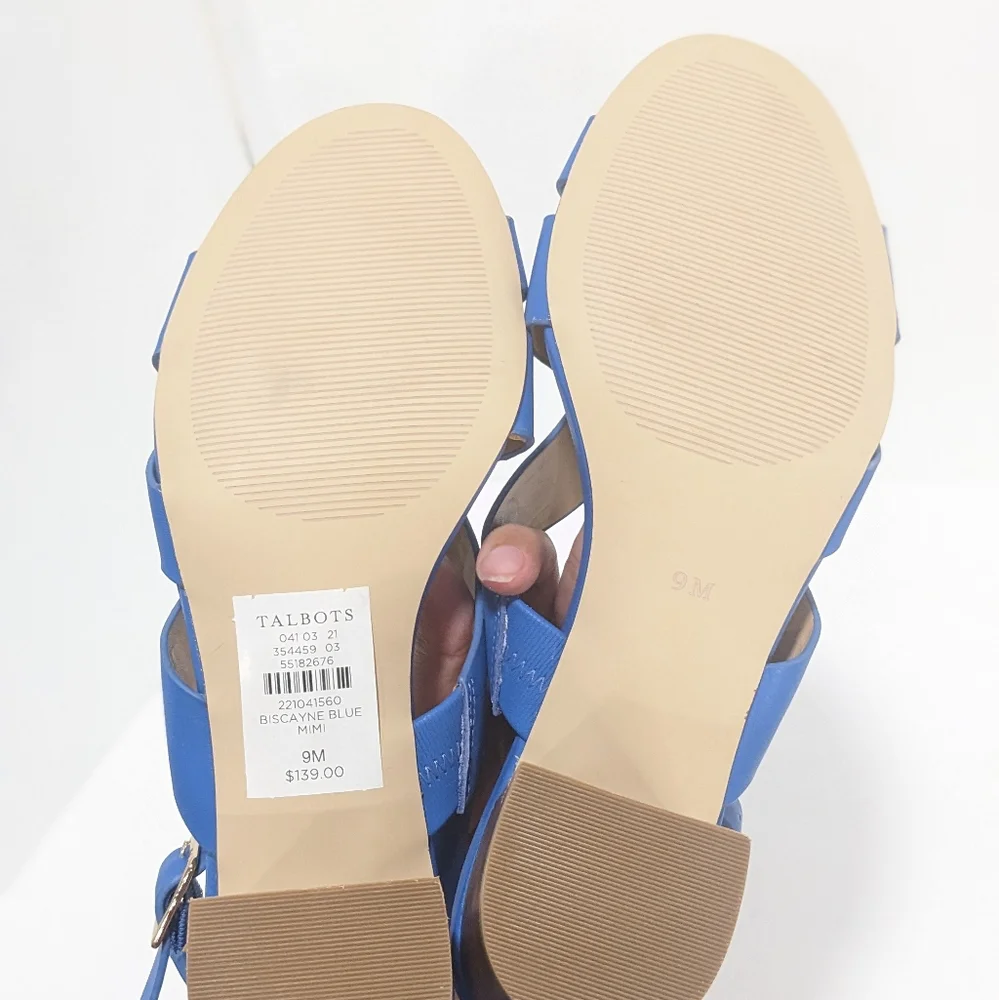 NWOT Talbot Blue Leather Sandals